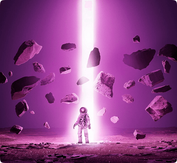 Astronaut with glowing light